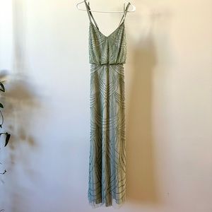 Adrianna Papell Size 2 Beaded Gown in Frosted Sage